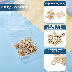 36Pcs 6 Styles Alloy Micro Pave Clear Cubic Zirconia Snowflake Pendants&nbsp;FIND-TA0009-86