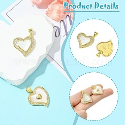 2Pcs 2 Styles Brass Pave Natural Shell Pendants&nbsp;KK-CJ0003-40A