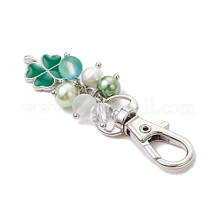 Clover Alloy Enamel Pendant Decoration&nbsp;HJEW-JM03009-01