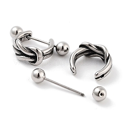Knot 316 Surgical Stainless Steel Shield Barbell Hoop Earrings&nbsp;EJEW-Z050-48AS