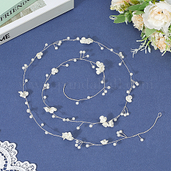 Handmade Imitation Pearl with Polyester and Resin Flower Headbands Hair Vine for Bride&nbsp;OHAR-WH20010-07S