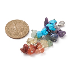 Chakra Natural & Synthetic Mixed Gemstone Chip Beaded Pendant Decorations&nbsp;HJEW-JM01235-01