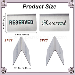 6Pcs 2 Styles Stainless Steel Hotel Resturant Table Reserved Tent Sign&nbsp;AJEW-CP0003-76