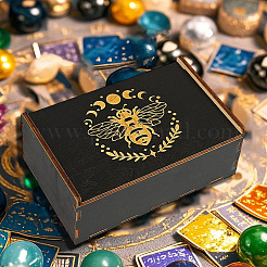 Rectangle Engraved Plywood Wooden Tarot Storage Boxes with Sliding Lid&nbsp;CON-WH20008-10C