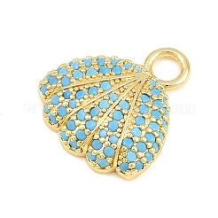 Brass Micro Pave Sky Blue Cubic Zirconia Pendants&nbsp;RB-CBAB488-02G