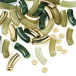 32Pcs 4 Colors Curved Tube Acrylic Beads&nbsp;DIY-TA0014-73