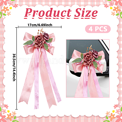PE Flower with Satin Ribbon Wedding Car Rearview Mirror&nbsp;AJEW-WH0596-913