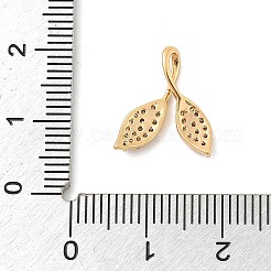 Brass Micro Pave Clear Cubic Zirconia Charms&nbsp;KK-B130-03G-03