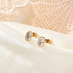 304 Stainless Steel Rhinestone Stud Earrings for Women&nbsp;EJEW-M068-03G