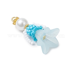 Glass Seed Beaded Flower Figurine Pendants&nbsp;PALLOY-MZ00686-04