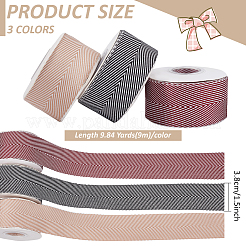 3 Rolls 3 Colors Polycotton Herringbone Ribbon&nbsp;OCOR-BC0007-81