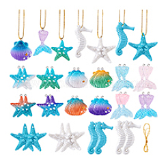 DIY Mermaid Tail Sea Horse Starfish Shell Shape Resin Pendants Making Kits&nbsp;DIY-PH0031-09