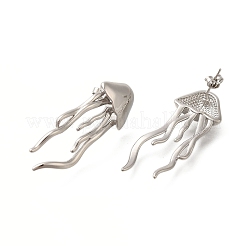 Rack Plating Jellyfish Brass Stud Earrings&nbsp;EJEW-I310-19P