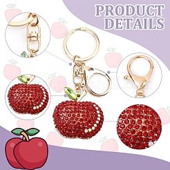 2Pcs 2 Colors Full Rhinestone Apple Keychains&nbsp;KEYC-CA0001-32