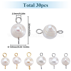 30Pcs 2 Colors Natural Cultured Freshwater Pearl Potato Connector Charms&nbsp;PALLOY-SC00012