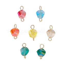 7Pcs Electroplate Transparent Glass Twist Connector Charms&nbsp;PALLOY-JF04317-02