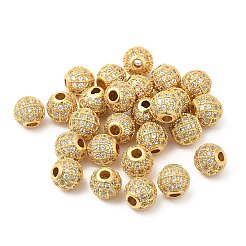 Brass Micro Pave Clear Cubic Zirconia Beads&nbsp;KK-I705-13G