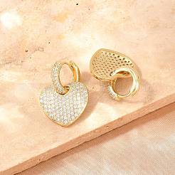 Brass Micro Pave Clear Cubic Zirconia Hoop Dangle Earrings&nbsp;EJEW-G471-30E-G