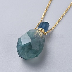 Natural Gemstone Perfume Bottle Pendant Necklaces&nbsp;NJEW-F251-11
