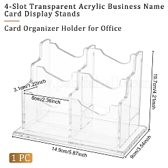4-Slot Transparent Acrylic Business Name Card Display Stands&nbsp;ODIS-WH0030-64A