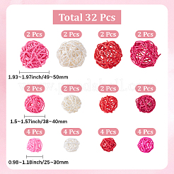 32Pcs 12 Styles Wicker Rattan Balls&nbsp;AJEW-SC0004-28