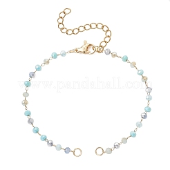 Handmade Glass Faceted Rondelle Bead Link Chain Bracelet Making&nbsp;AJEW-JB01584