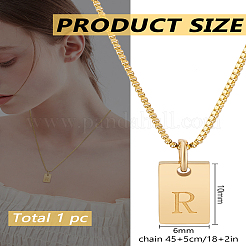 1Pc Stainless Steel Letter Rectangle Pendant Necklaces&nbsp;NJEW-LP0001-34R-G