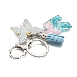 26Pcs Transparent Epoxy Resin & Transparent Acrylic & Faux Suede Tassel Keychain&nbsp;KEYC-JKC01202-18