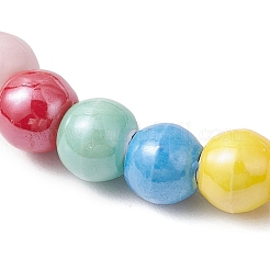 Pearlized Handmade Porcelain Round Beaded Stretch Bracelets for Girls&nbsp;BJEW-JB12087