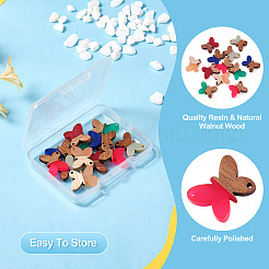 12Pcs 6 Colors Opaque Resin & Walnut Wood Connector Charms&nbsp;RESI-TA0002-70