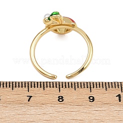 Brass ABS Plastic Pearl Cuff Rings for Women&nbsp;RJEW-L132-04G