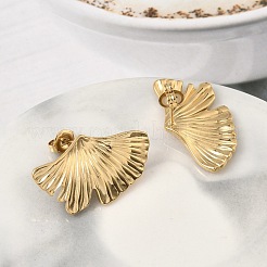 304 Stainless Steel Leaf Stud Earrings&nbsp;EJEW-K268-68G