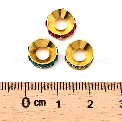 Brass Rhinestone Spacer Beads&nbsp;RB-A020-9mm-G