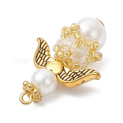 8Pcs 8 Colors Pearlized Glass Pearl & Glass Pendants&nbsp;PALLOY-MZ00978