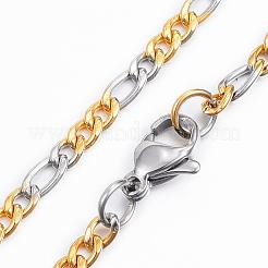 304 Stainless Steel Figaro Chain Necklaces&nbsp;NJEW-H445-01GP