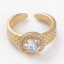Brass Micro Pave Clear Cubic Zirconia Cuff Rings&nbsp;RJEW-C101-04