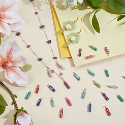 36Pcs 9 Colors Dyed Synthetic Imperial Jasper Copper Wire Wrapped Pendants&nbsp;PALLOY-FG00003