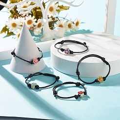 Plum Blossom Acrylic Enamel Beaded Cord Bracelet&nbsp;BJEW-JB07851