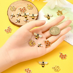 20Pcs 4 Styles Light Gold Plated Alloy Enamel Pendants&nbsp;ENAM-YW0004-47
