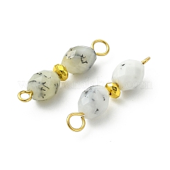 Natural Flower Opal Faceted Oval Beaded Connector Charms&nbsp;PALLOY-JF05392