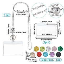1Pc Alloy Hollow Flat Round Retractable Badge Reel with 304 Stainless Steel Cable Chains&nbsp;NJEW-SC0001-94D