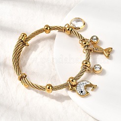 304 Stainless Steel Charm Bangles for Women&nbsp;BJEW-Z141-03G