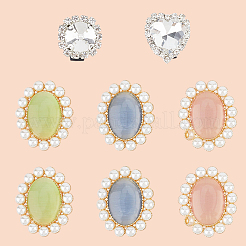 8Pcs 5 Styles Resin & ABS Imitation Pearl & Iron &  Glass Shoe Buckle Clips&nbsp;FIND-CP0002-95