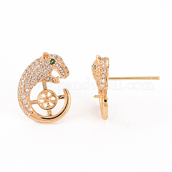 Brass Micro Pave Clear Cubic Zirconia Stud Earrings Findings&nbsp;KK-T062-118G-B-NF