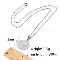 Stainless Steel Saint Benedict Cross Medal Pendant Cable Chain Necklaces&nbsp;PW-WGC31BA-01