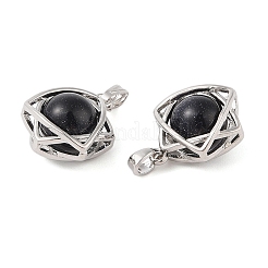 Synthetic Blue Goldstone Round Pendants&nbsp;G-M440-04H-P