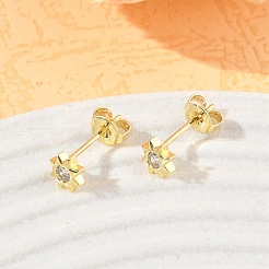 Brass Pave Cubic Zirconia Stud Earrings&nbsp;KK-CBA98BA-22G