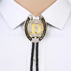 Cowboy Western Alloy Horseshoes & Letter Pendant Bolo Tie Necklaces&nbsp;NJEW-WH20014-02D