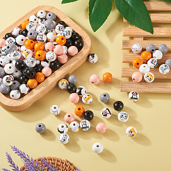 160Pcs 11 Styles Printed Cat & Dog Wood Beads&nbsp;WOOD-TA0001-74
