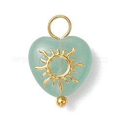 Mixed Stone Heart Charms with Golden Tone Metal Sun Moon Star Slices&nbsp;PALLOY-JF02763